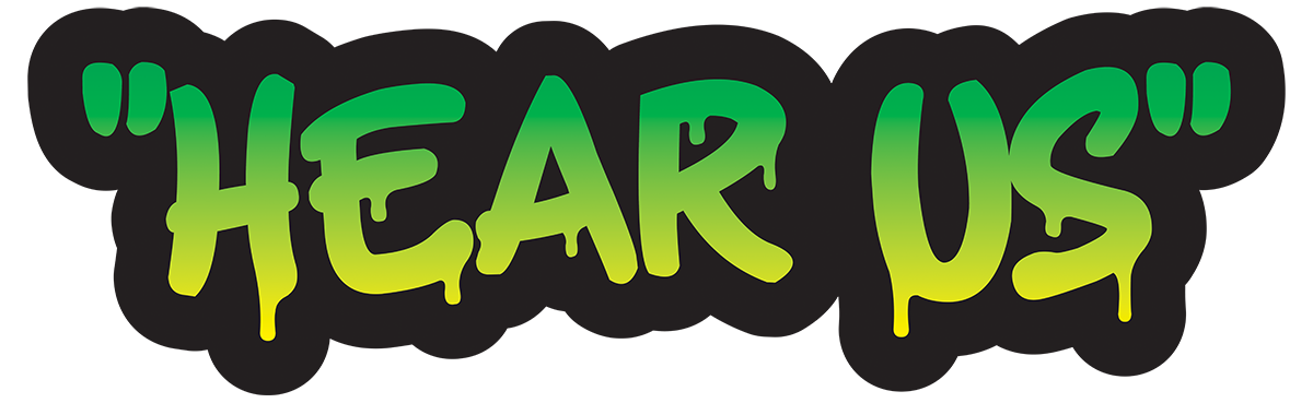 "Hear Us" text graphic